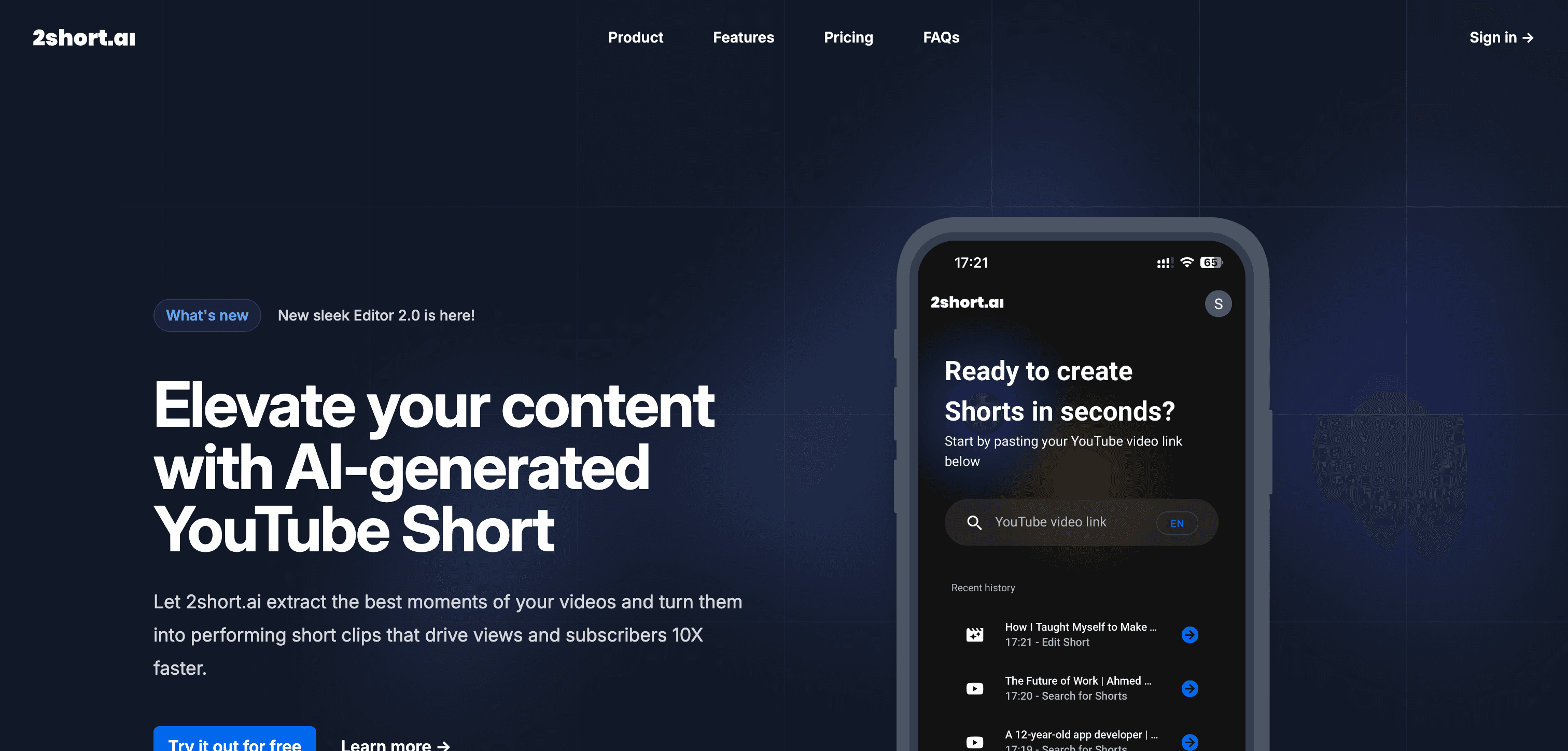 2short.ai interface screenshot