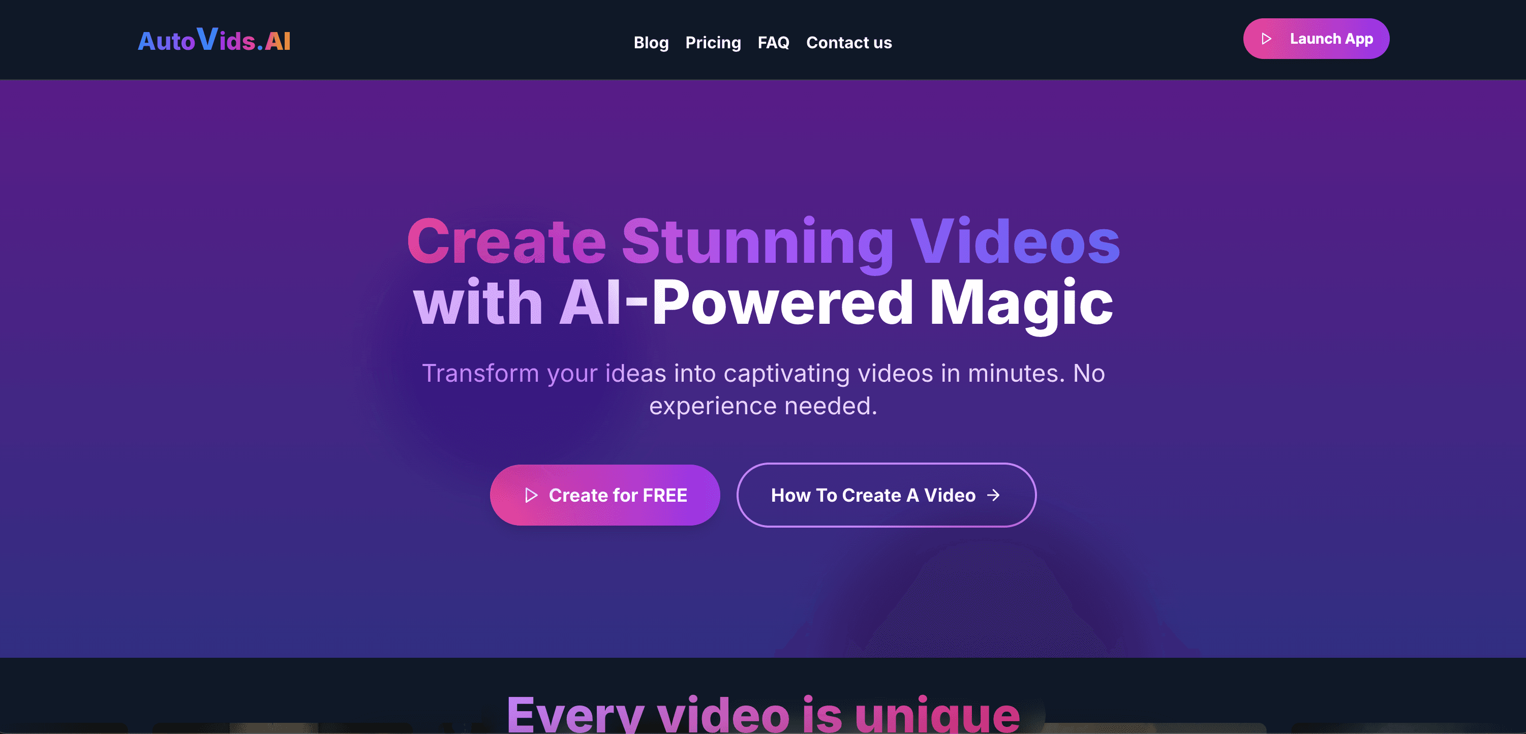 Autovids interface screenshot