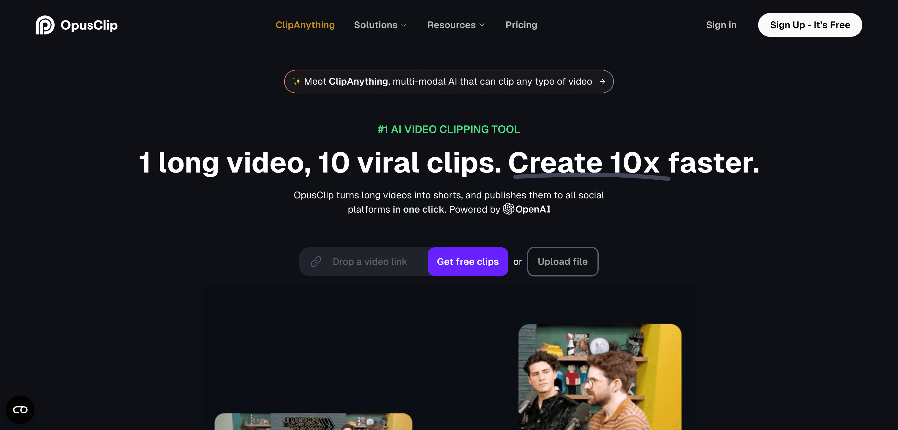 Opus Clip interface screenshot