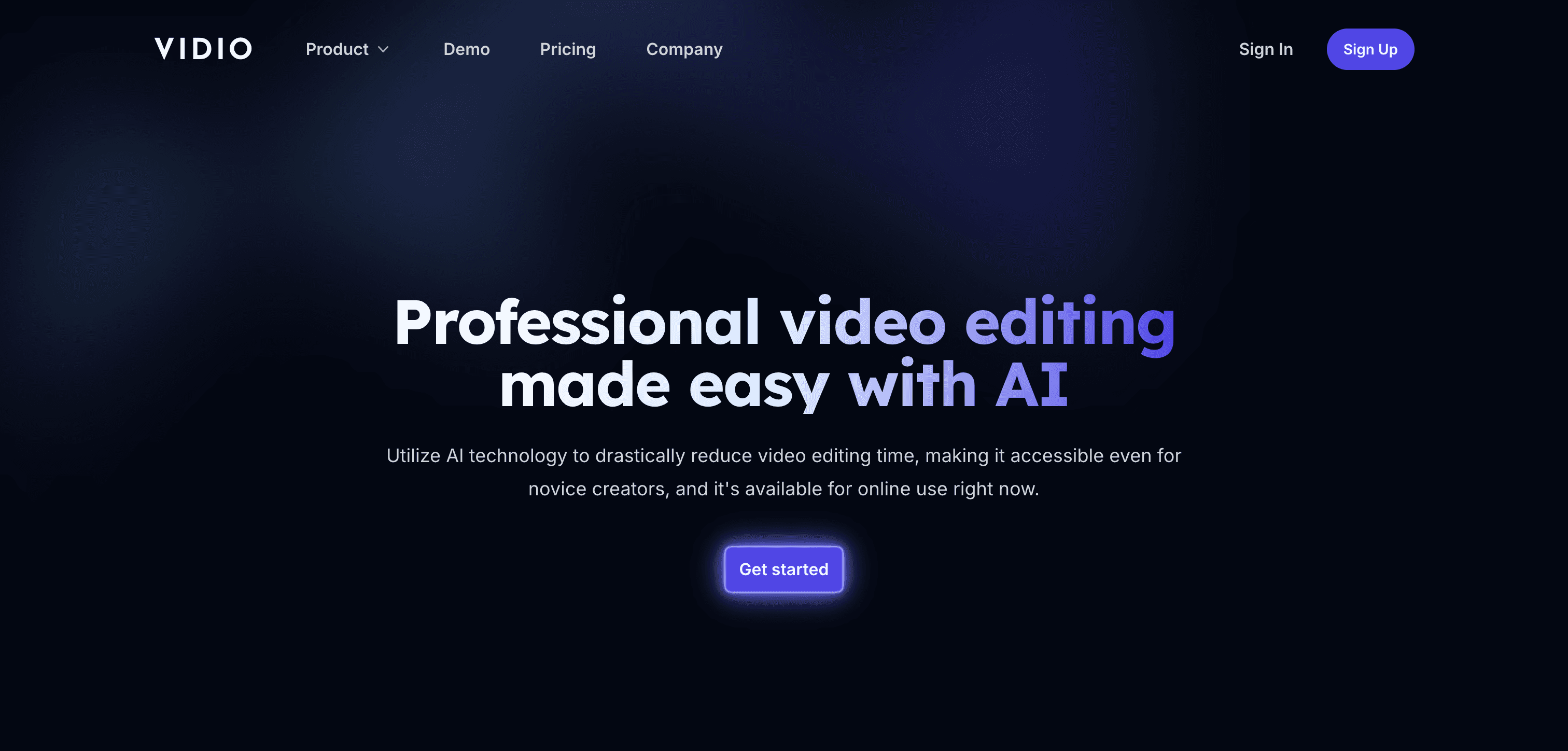 Vidio interface screenshot