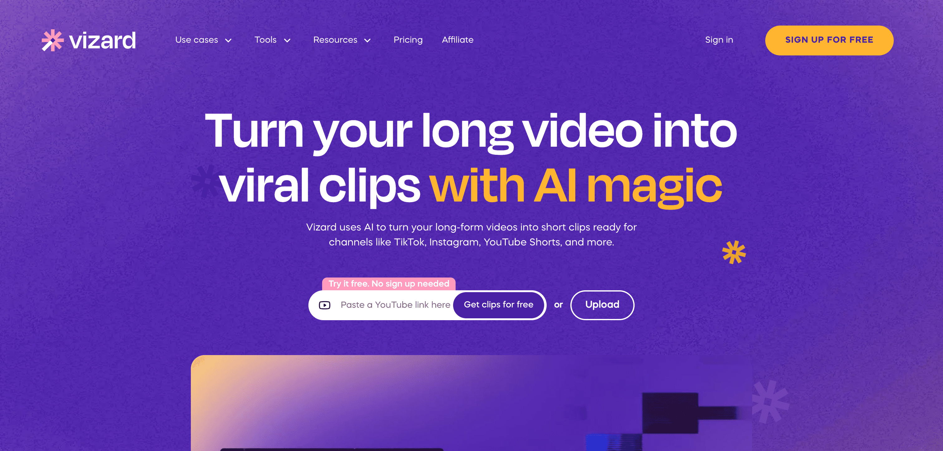 Vizard AI interface screenshot
