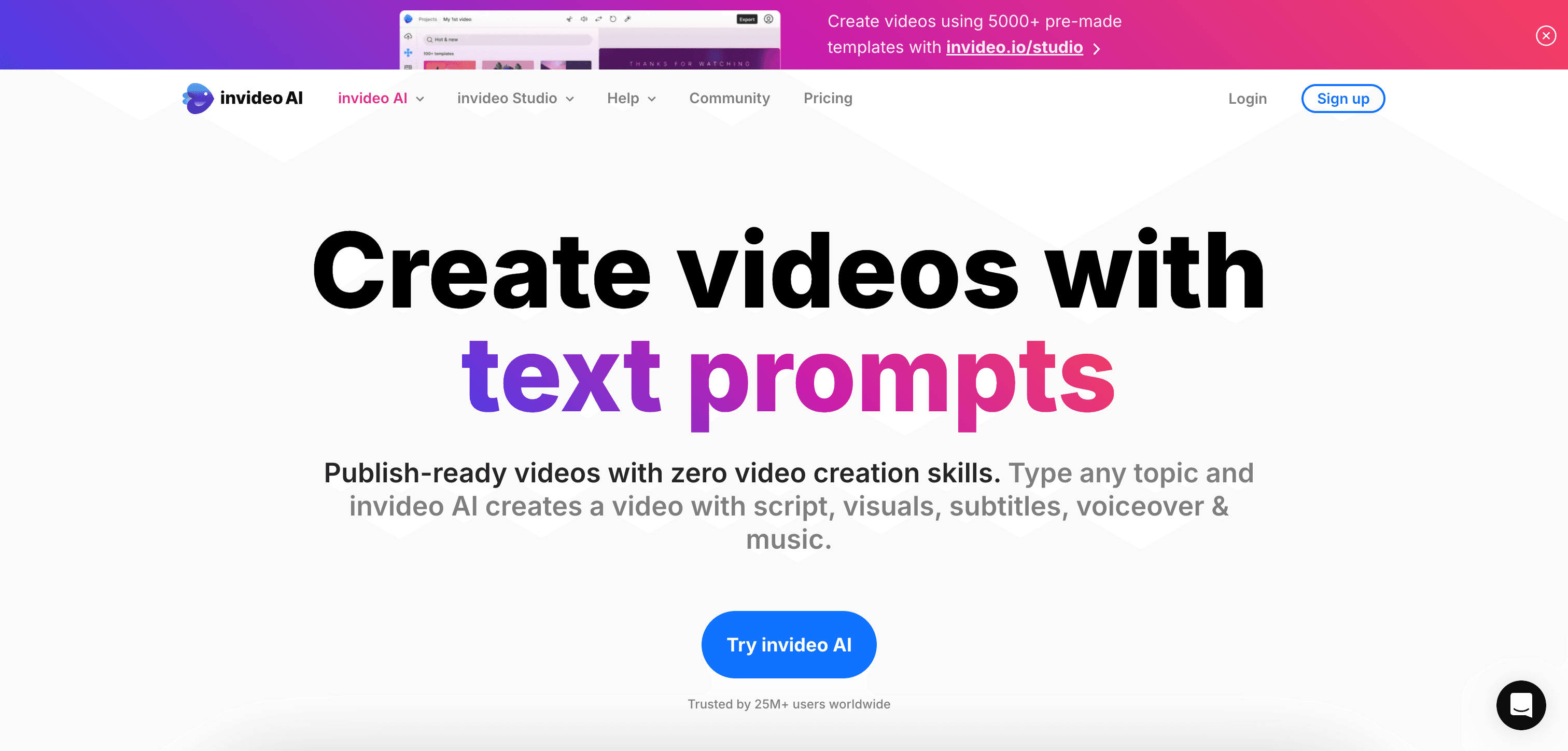 Invideo AI interface screenshot